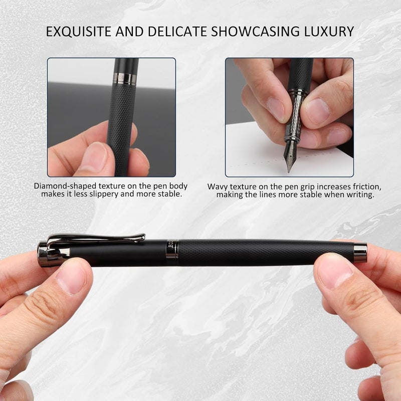BOCIYER Luxury Fountain Pen Set,Ink Pen for Smooth Writing,Medium Nib,Includes 10 Ink Cartridges&Ink Converter,Best Pen Gift Case for Men & Women,fancy,Journaling,Executive Office pen-Black - Image 2